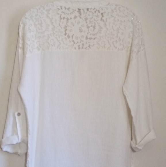 Viola Borghi white linen and lace top women's size small - Picture 6 of 7